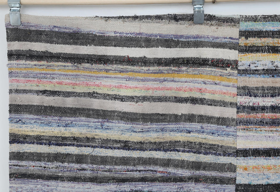 6x10 Vintage Turkish Kilim Caput Rug, Multicolor Striped Handmade Wool Cotton Area Rug, Large Flatwoven Floor Decor