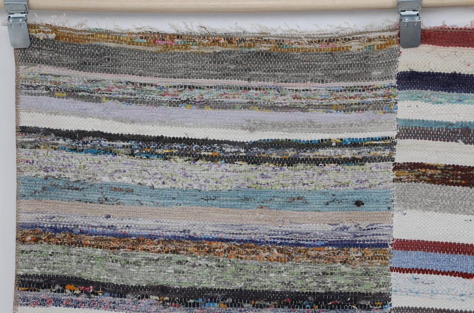 6x9 Vintage Kilim Caput Rug, Multicolor Striped Flatweave Area Rug, Handmade Cotton Wool Turkish Floor Decor