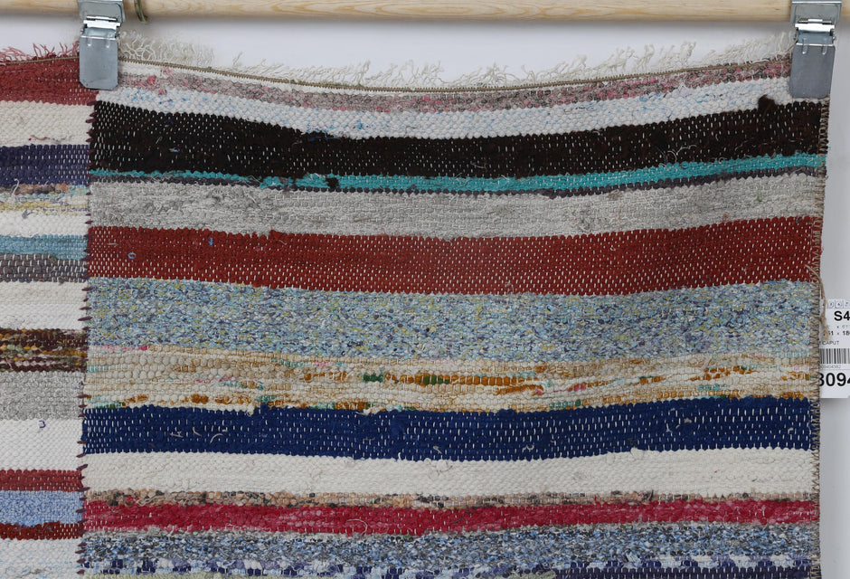 6x9 Vintage Kilim Caput Rug, Multicolor Striped Flatweave Area Rug, Handmade Cotton Wool Turkish Floor Decor