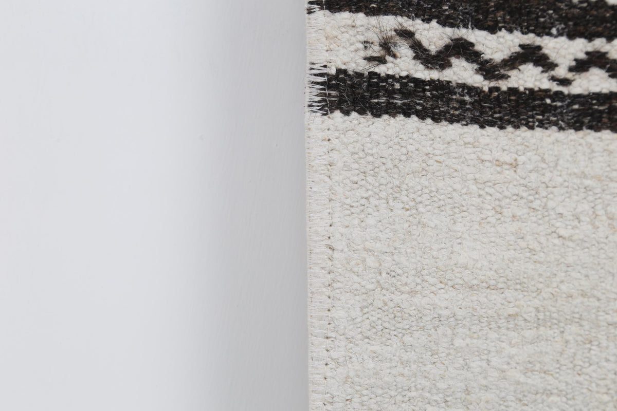 2x4 Vintage Hemp Runner Rug, White and Black Striped Turkish Rug, Handmade Minimalist Entryway Rug