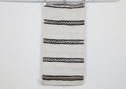 2x4 Vintage Hemp Runner Rug, White and Black Striped Turkish Rug, Handmade Minimalist Entryway Rug