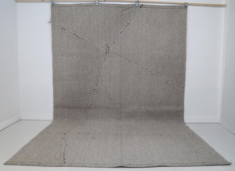 7x10 Vintage Hemp Old Rug, Brown Minimalist Area Rug, Handmade Natural Fiber Turkish Floor Covering