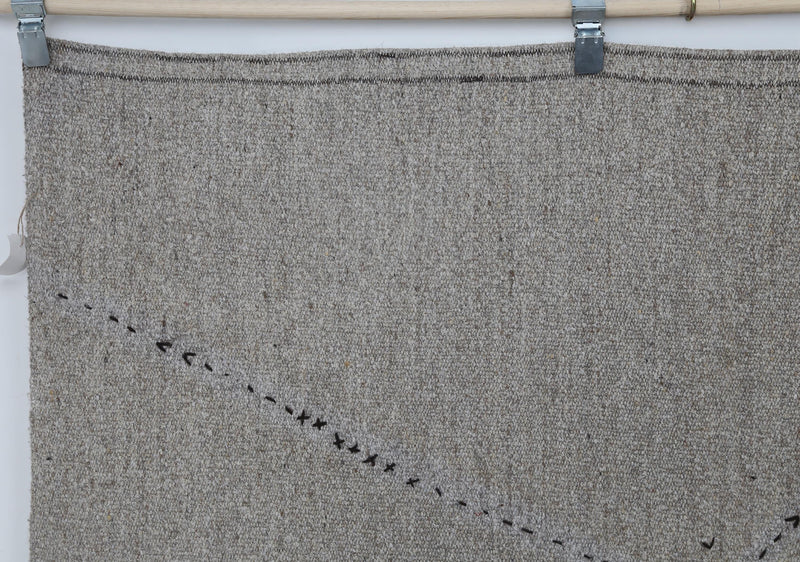7x10 Vintage Hemp Old Rug, Brown Minimalist Area Rug, Handmade Natural Fiber Turkish Floor Covering