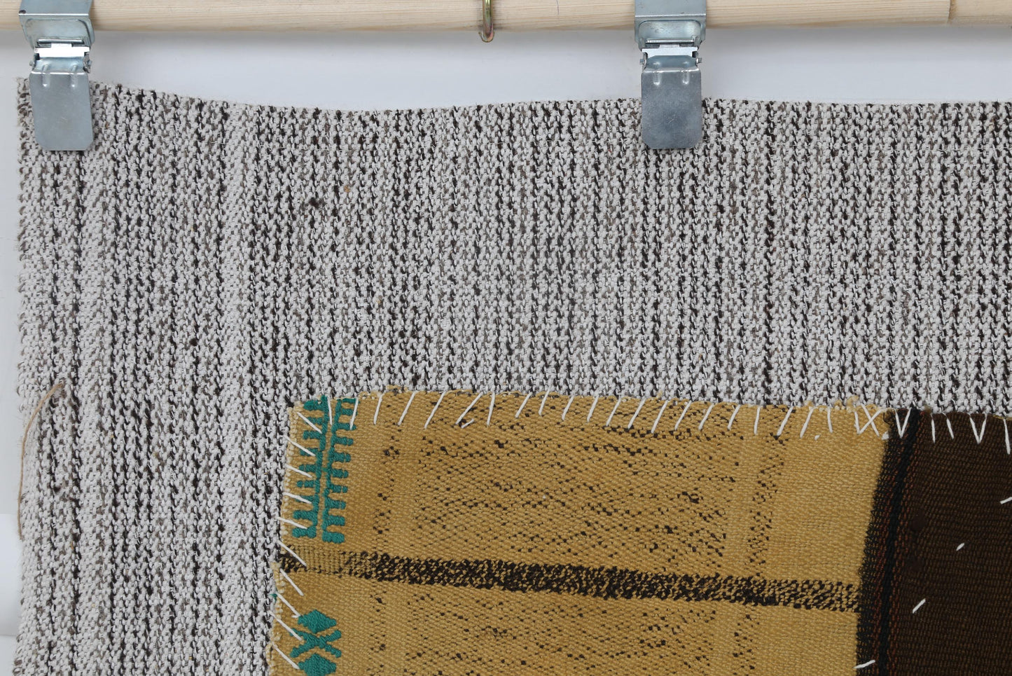 3x4 Vintage Turkish Tapestry Rug, Striped Wool Wall Hanging, Handmade Rustic Textile Art
