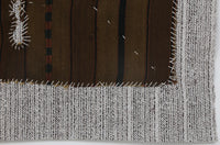 Vintage Turkish Tapestry Rug, Brown Color Block Wall Hanging (3'5" x 4'3") - photo 6 of 8