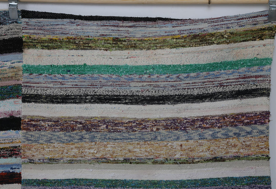 9x12 Vintage Turkish Kilim Caput Rug, Multicolor Striped Flatweave Area Rug, Handmade Cotton Wool Large Floor Carpet
