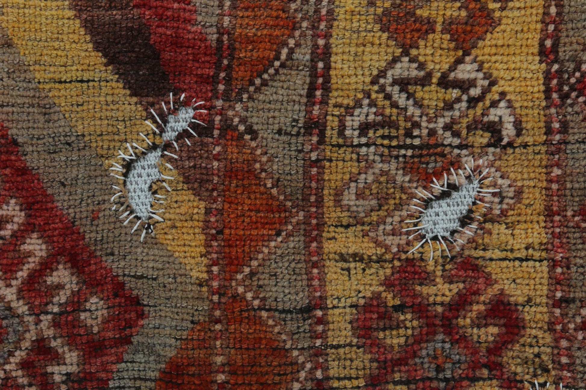 3x4 Vintage Turkish Tapestry Rug, Red Orange Tribal Textile Art, Handwoven Wool Cotton Wall Hanging