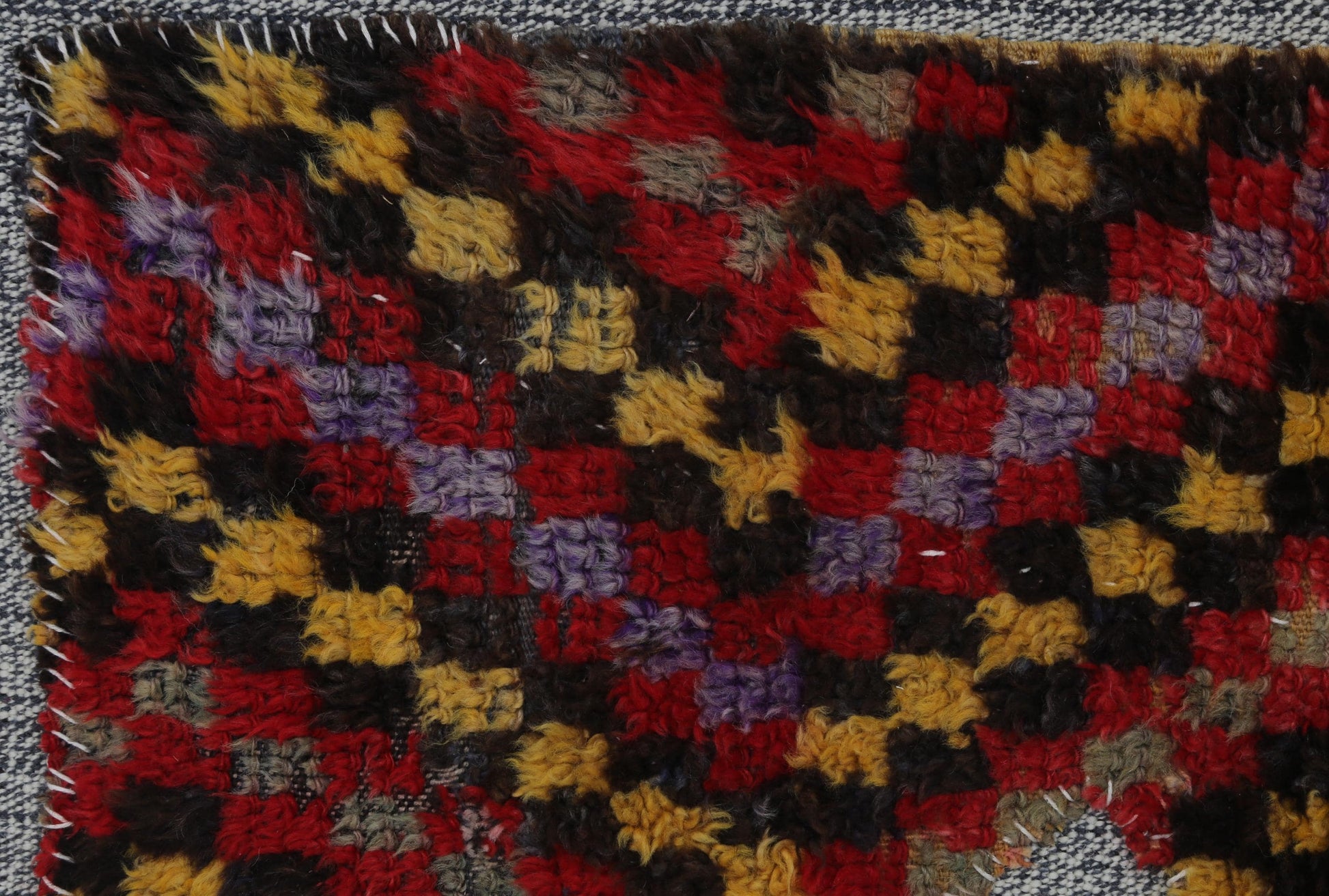 3x4 Vintage Turkish Tapestry Rug, Red Orange Tribal Textile Art, Handwoven Wool Cotton Wall Hanging