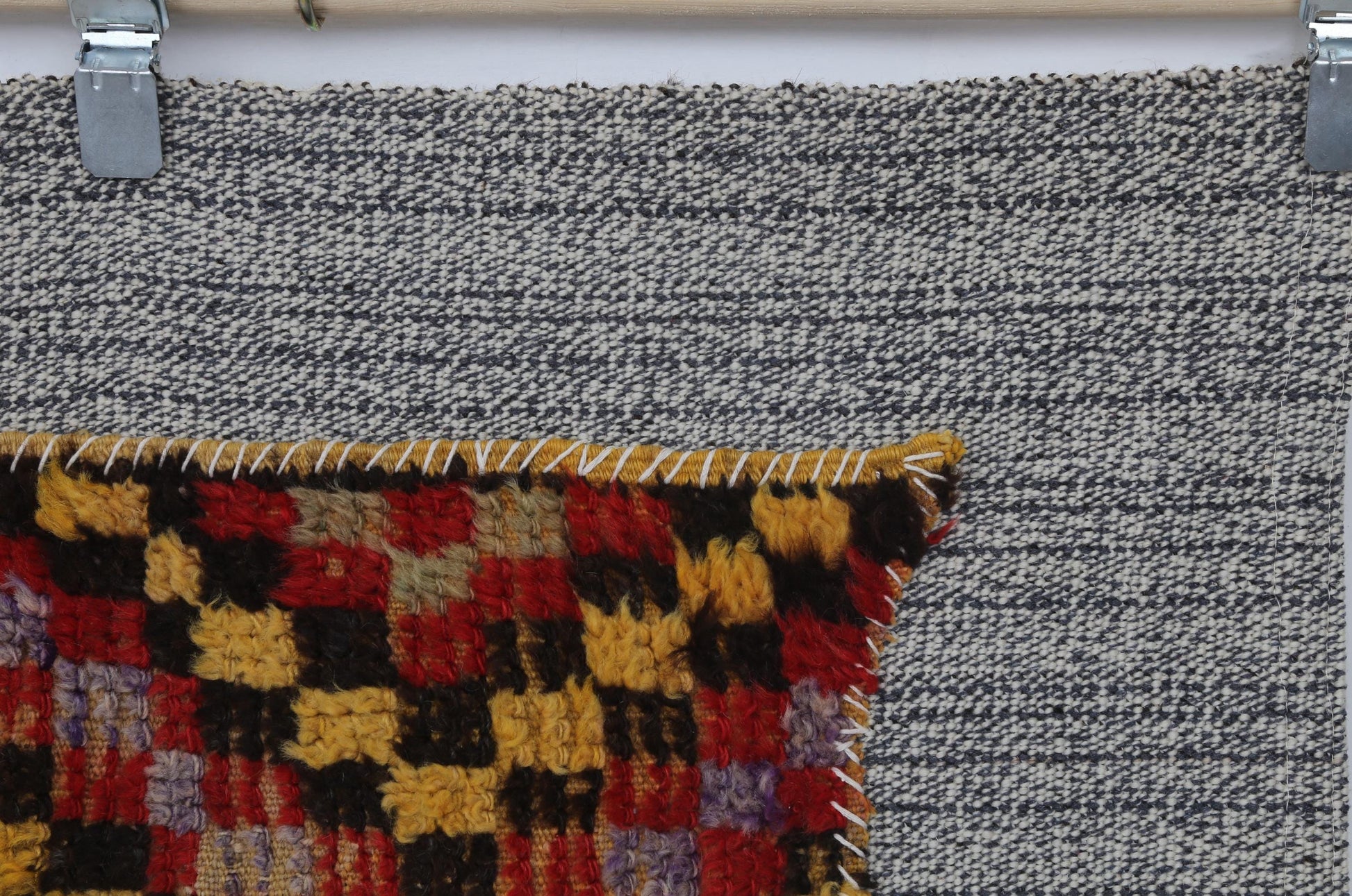 3x4 Vintage Turkish Tapestry Rug, Red Orange Tribal Textile Art, Handwoven Wool Cotton Wall Hanging