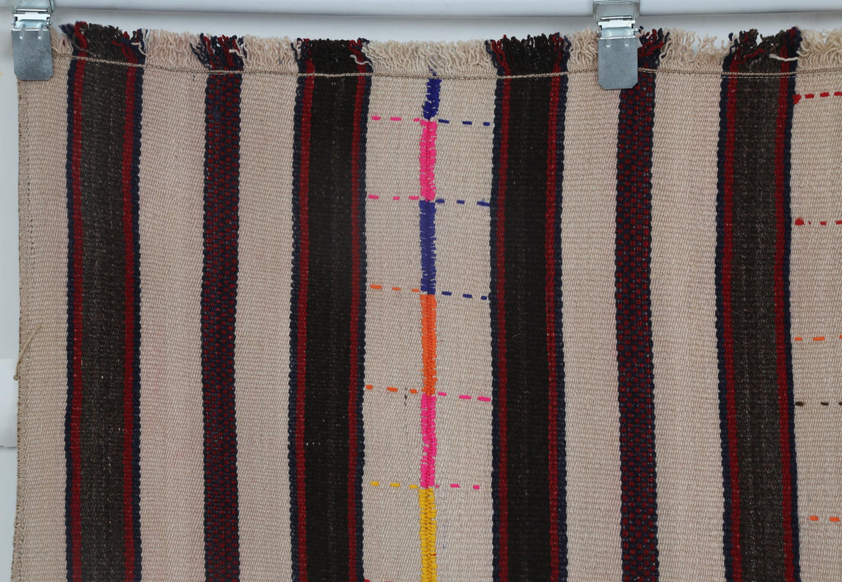 5x8 Vintage Turkish Kilim Runner Rug,  Striped Rug, Handmade Cotton Flatweave