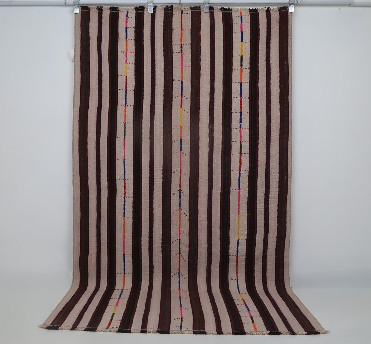 5x8 Vintage Turkish Kilim Runner Rug,  Striped Rug, Handmade Cotton Flatweave