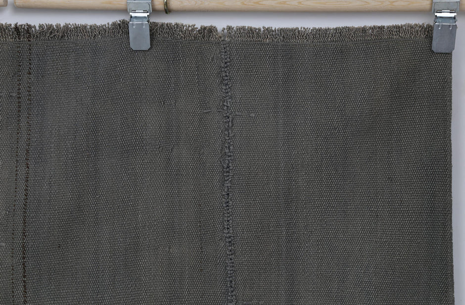 5x7 Vintage Hemp Rug, Gray Minimalist Flatweave Area Rug, Handmade Turkish Hemp Floor Decor