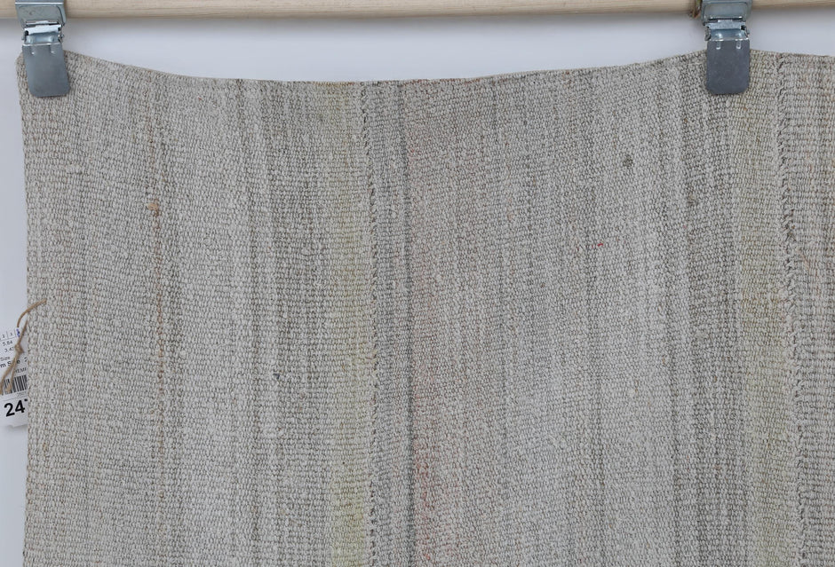 5x7 Vintage Hemp Rug, Beige Striped Neutral Area Rug, Handmade Flatweave Turkish Hemp Decor