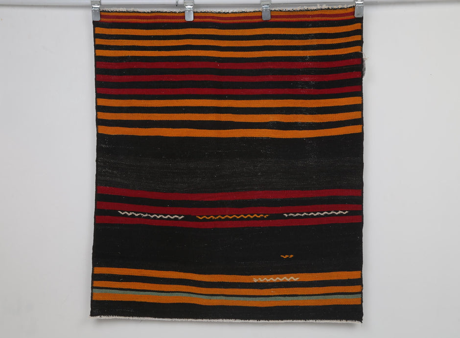 Handmade Turkish Kilim Wall Hanging, Vintage Wool Tapestry Rug, Woven Textile Wall Art, Boho Rustic Home Decor, 3x4 Tapestry