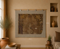Vintage Turkish Tapestry Rug, Brown Floral Wall Hanging (3'5" x 4'3") - photo 1 of 9