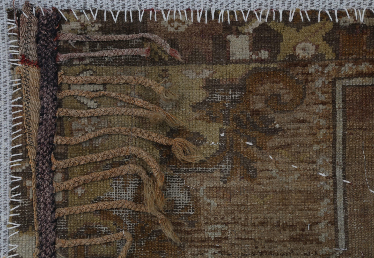 3x4 Vintage Turkish Brown Tapestry Rug, Tribal Handwoven Wool Cotton Textile, Rustic Wall Hanging