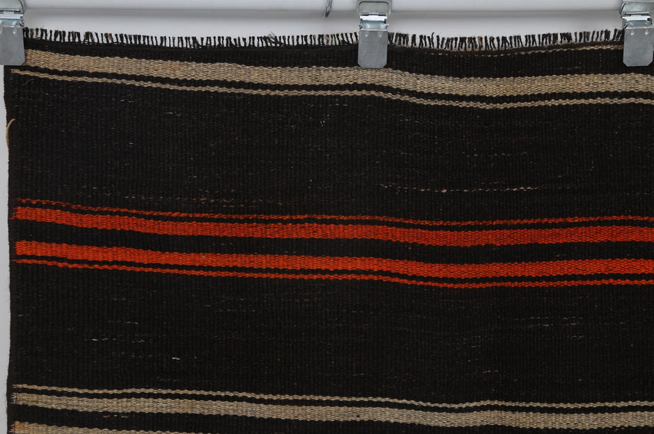4x4 Vintage Turkish Striped Tapestry Rug, Handmade Black Wall Hanging, Wool Cotton Textile Wall Art, Boho Woven Decor,tapestry