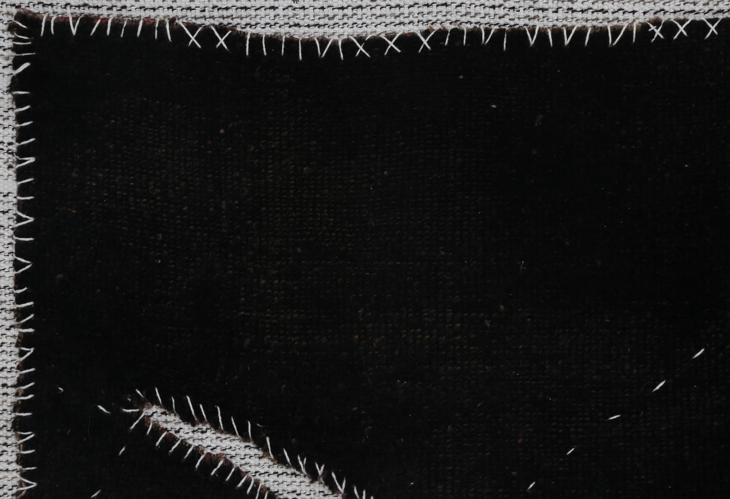 3x5 Vintage Turkish Black Tapestry Rug, Handwoven Wool Wall Hanging, Minimalist Abstract Textile Art