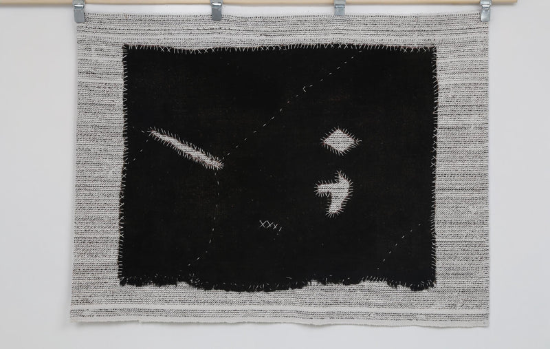 Vintage Turkish Tapestry Rug, Black Solid Wall Hanging (3'5" x 4'6")