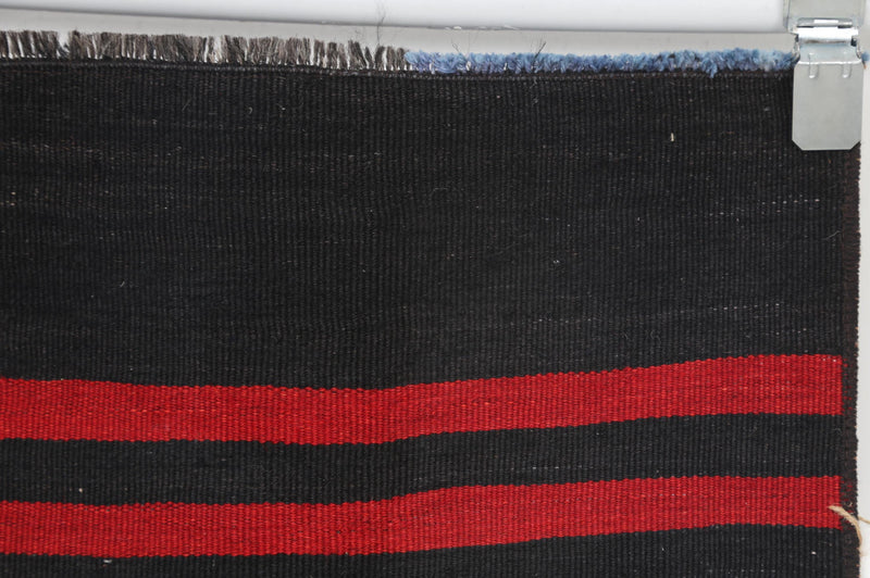 2x6 Vintage Turkish Kilim Runner, Handmade Wool Cotton Rug, Black Red Striped Hallway Rug, Tribal Flatweave Boho Decor