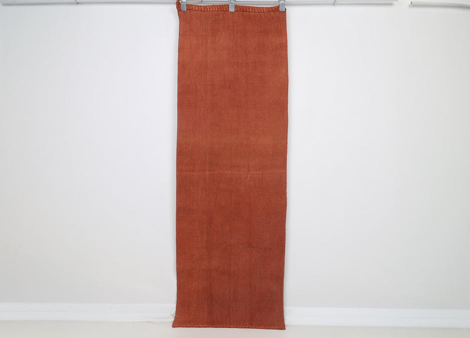 2x6 Vintage Turkish Hemp Runner Rug, Handmade Orange Hemp Hallway Rug, Minimalist Flatweave Runner, Rustic Farmhouse Decor