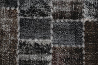 4x6 Vintage Turkish Patchwork Tapestry Rug, Black Brown Wool Cotton Textile Wall Hanging, Woven Wall Art