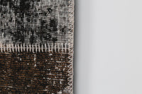 4x6 Vintage Turkish Patchwork Tapestry Rug, Black Brown Wool Cotton Textile Wall Hanging, Woven Wall Art