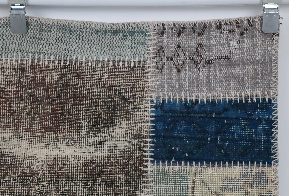 4x6 Vintage Turkish Patchwork Tapestry Rug, Multicolor Wool Cotton Textile Wall Hanging, Woven Wall Art