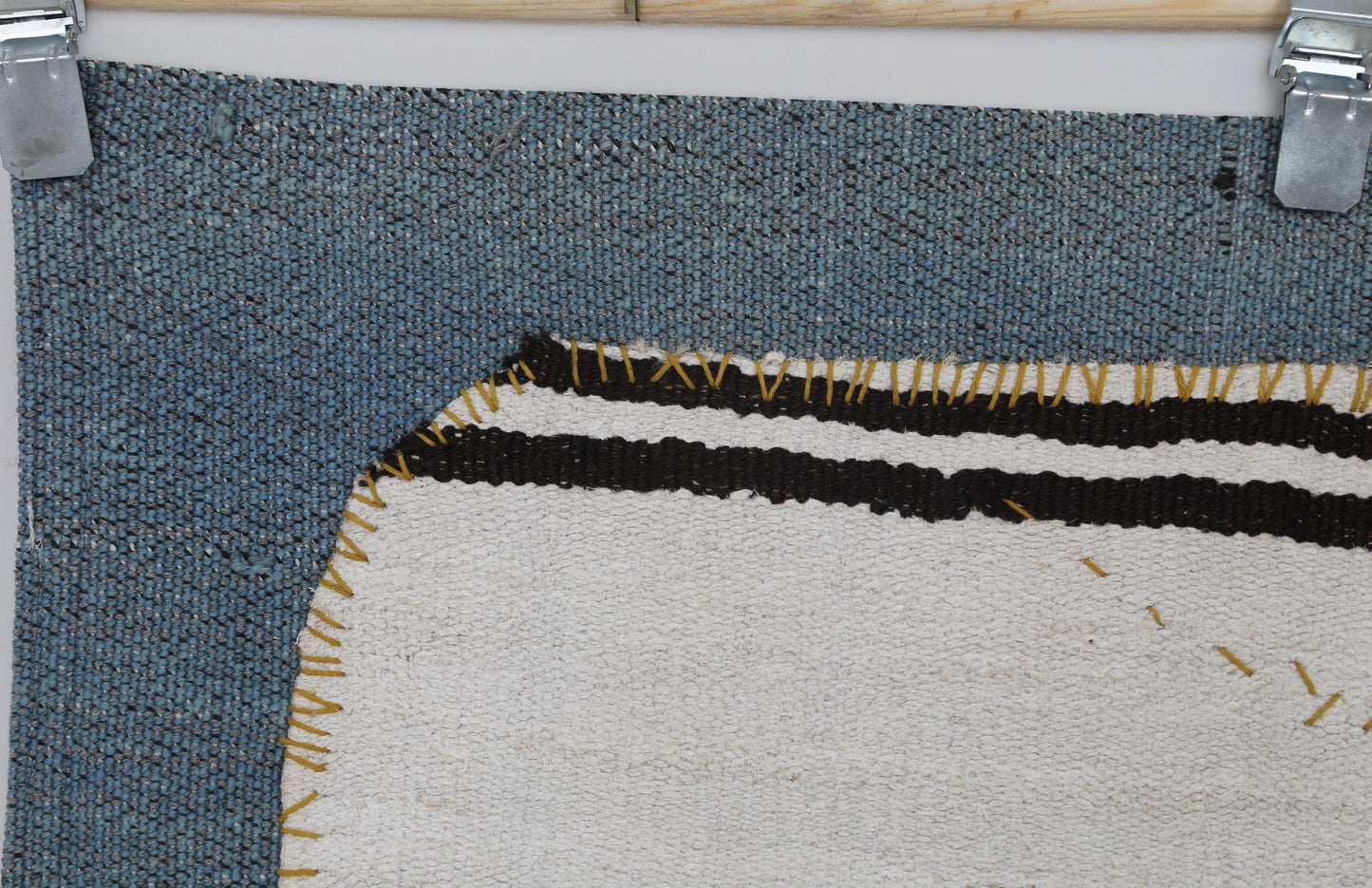 3x4 Vintage Hemp Tapestry Rug, Minimalist Turkish Wall Hanging, White Handmade Textile Art