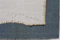 Vintage Turkish Tapestry Rug, White Blue Striped Wall Hanging (3' x 3'5") - photo 9 of 10