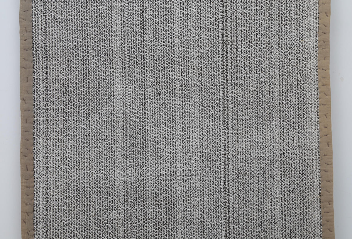 3x8 Vintage Turkish Flatweave Runner Rug, Handmade Wool Hallway Rug, Neutral Beige Gray Minimalist Kilim Runner