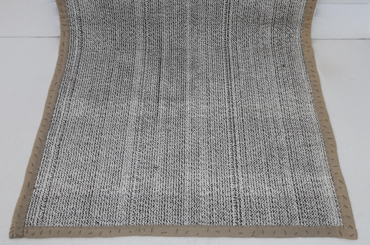 3x8 Vintage Turkish Flatweave Runner Rug, Handmade Wool Hallway Rug, Neutral Beige Gray Minimalist Kilim Runner