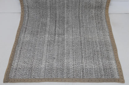 3x8 Vintage Turkish Flatweave Runner Rug, Handmade Wool Hallway Rug, Neutral Beige Gray Minimalist Kilim Runner