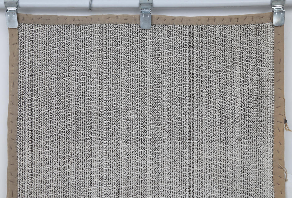 3x8 Vintage Turkish Flatweave Runner Rug, Handmade Wool Hallway Rug, Neutral Beige Gray Minimalist Kilim Runner