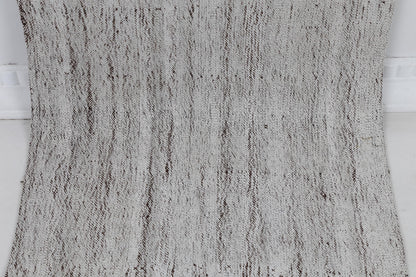 3x10 Vintage Turkish Flatweave Runner Rug, Minimalist Black and White Wool Hallway Rug, Handmade Long Kilim