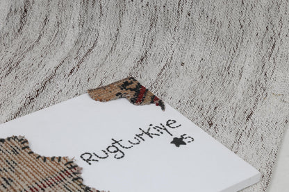 3x10 Vintage Turkish Flatweave Runner Rug, Minimalist Black and White Wool Hallway Rug, Handmade Long Kilim