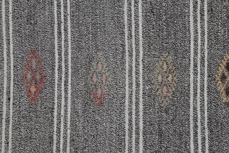 2x6 Vintage Turkish Flatweave Runner Rug, Handmade Wool Hallway Rug, Gray Striped Kilim Runner, Minimalist Entryway Carpet