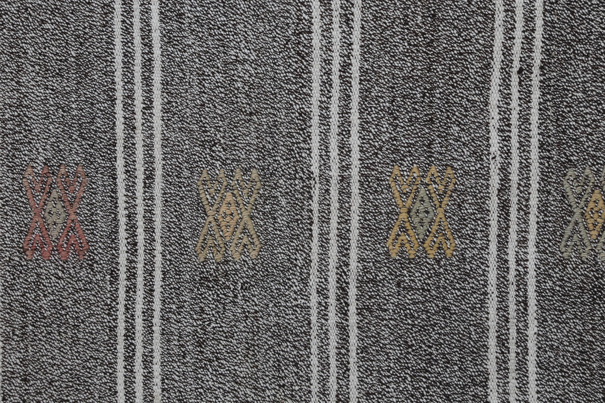 2x6 Vintage Turkish Flatweave Runner Rug, Handmade Wool Hallway Rug, Gray Striped Kilim Runner, Minimalist Entryway Carpet