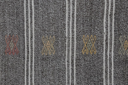 2x6 Vintage Turkish Flatweave Runner Rug, Handmade Wool Hallway Rug, Gray Striped Kilim Runner, Minimalist Entryway Carpet