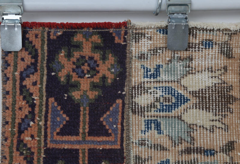 2x4 Vintage Turkish Patchwork Rug, Handmade Small Runner Rug, Multicolor Cotton Wool Entryway Rug