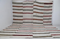 Vintage Turkish Wool Hemp Rug, White Striped Minimalist (9x12) - photo 1 of 10