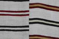 Vintage Turkish Wool Hemp Rug, White Striped Minimalist (9x12) - photo 5 of 10