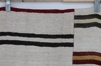 Vintage Turkish Wool Hemp Rug, White Striped Minimalist (9x12) - photo 3 of 10