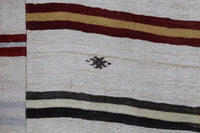 Vintage Turkish Wool Hemp Rug, White Striped Minimalist (9x12) - photo 7 of 10