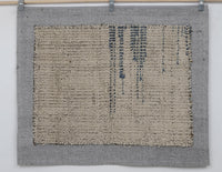 Vintage Turkish Tapestry Rug, Beige Blue Textured Wall Hanging (3'5" x 4'1") - photo 2 of 9