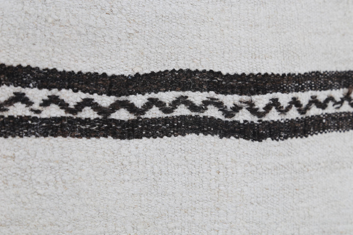 2x4 Vintage Hemp Runner Rug, White and Black Striped Turkish Rug, Handmade Minimalist Entryway Rug