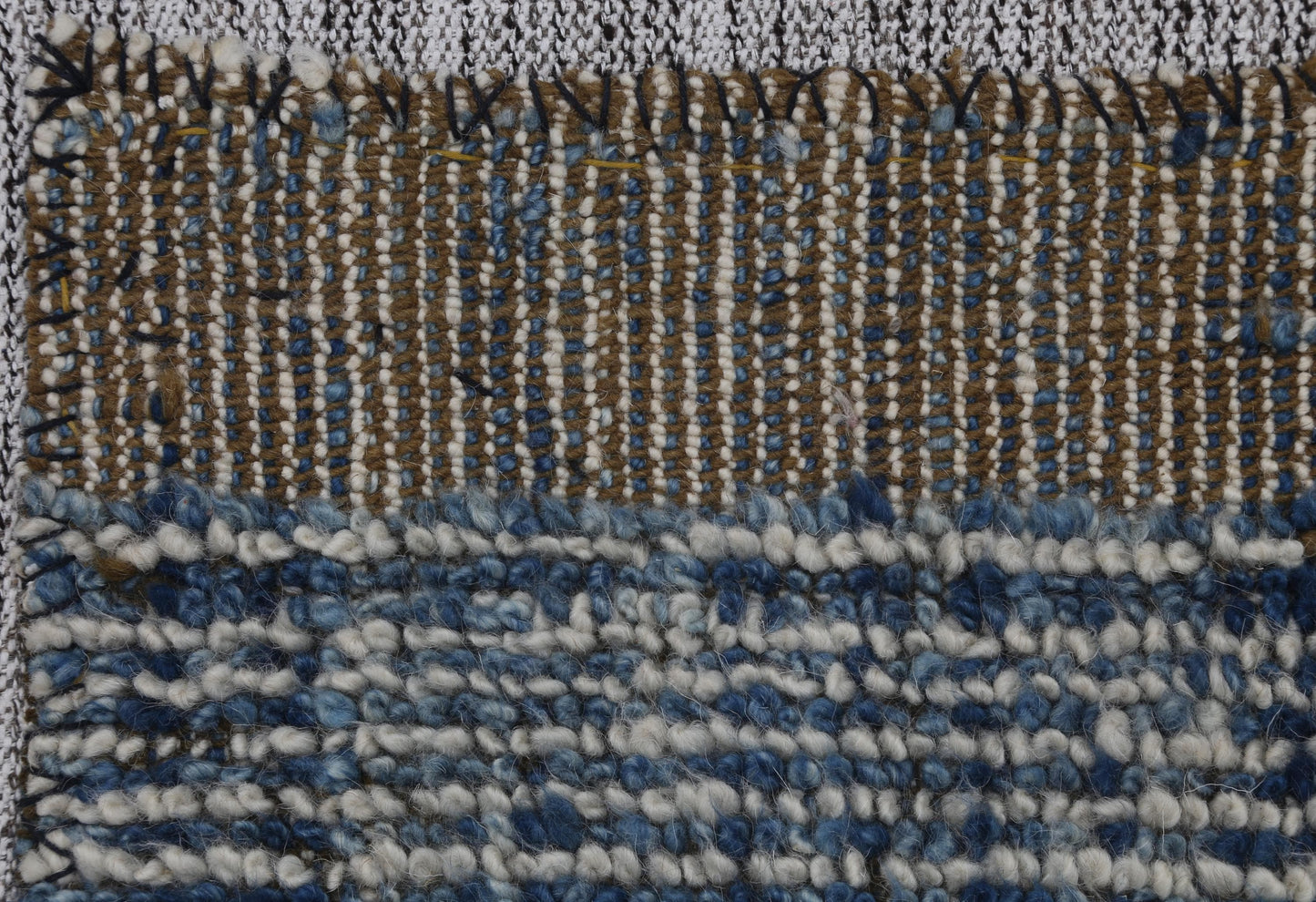 3x4 Vintage Turkish Blue Tapestry Rug, Handwoven Wool Wall Hanging, Minimalist Textile Art