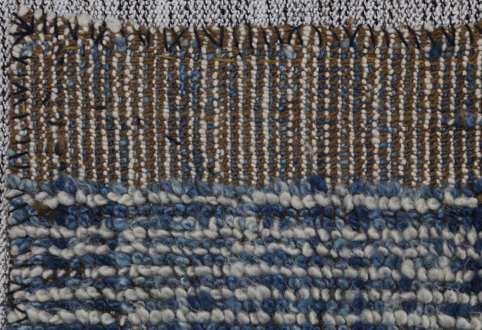 3x4 Vintage Turkish Blue Tapestry Rug, Handwoven Wool Wall Hanging, Minimalist Textile Art