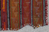 Vintage Turkish Tapestry Rug, Red Orange Striped Wall Hanging (3'6" x 4'1") - photo 8 of 10