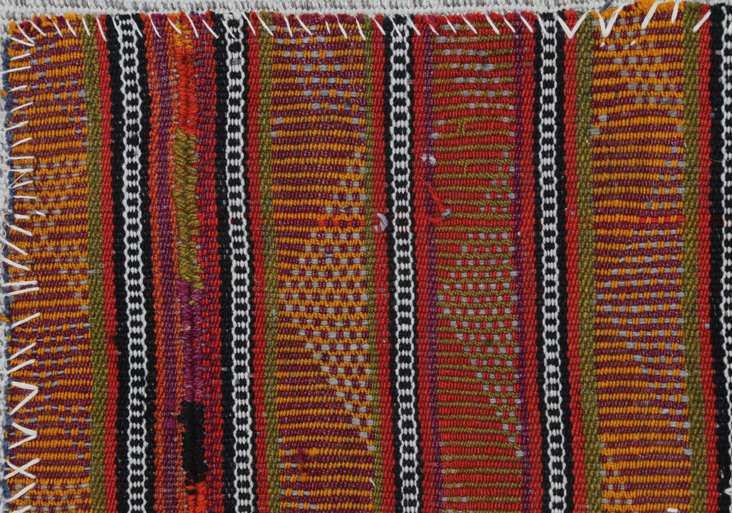 3x4 Vintage Turkish Red Striped Tapestry Rug, Handwoven Wool Wall Hanging, Rustic Textile Art